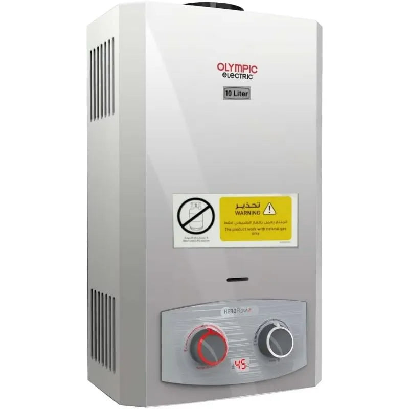Olympic Electric HeroFlow 10 Digital Gas Water Heater With Adaptor, 10 Liter, Silver - 945105583 Olympic Electric HeroFlow 10 Digital Gas Water Heater With Adaptor, 10 Liter, Silver - 945105583
